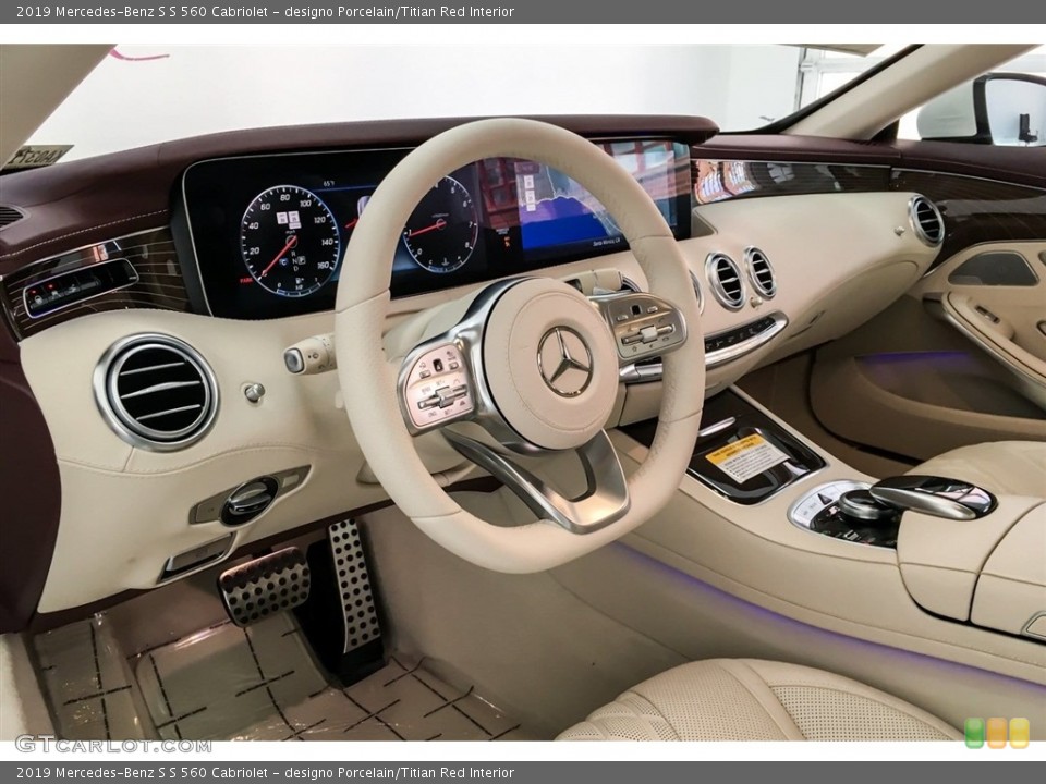 designo Porcelain/Titian Red Interior Dashboard for the 2019 Mercedes-Benz S S 560 Cabriolet #130749321
