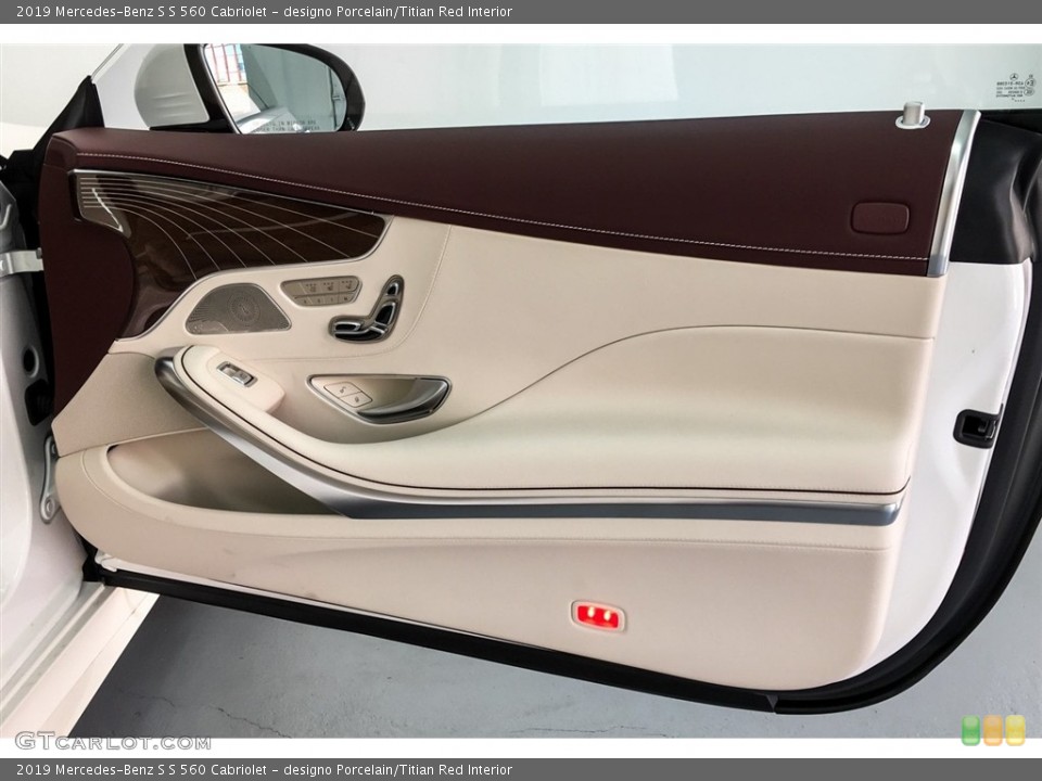 designo Porcelain/Titian Red Interior Door Panel for the 2019 Mercedes-Benz S S 560 Cabriolet #130749504