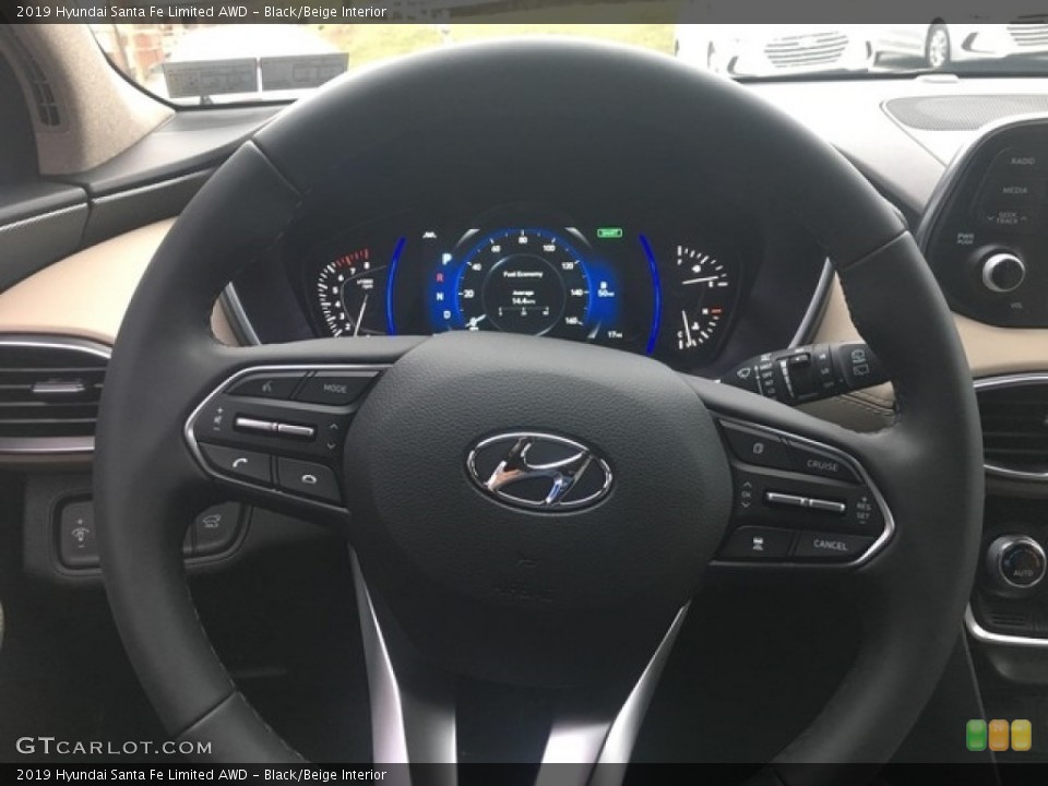 Black/Beige Interior Steering Wheel for the 2019 Hyundai Santa Fe Limited AWD #130762326