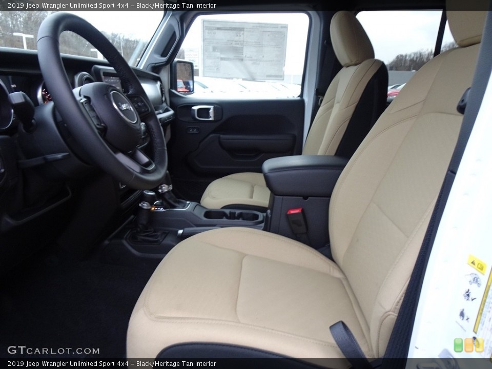 Black/Heritage Tan Interior Front Seat for the 2019 Jeep Wrangler Unlimited Sport 4x4 #130768107