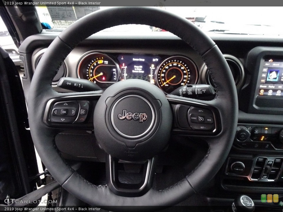 Black Interior Steering Wheel for the 2019 Jeep Wrangler Unlimited Sport 4x4 #130768515