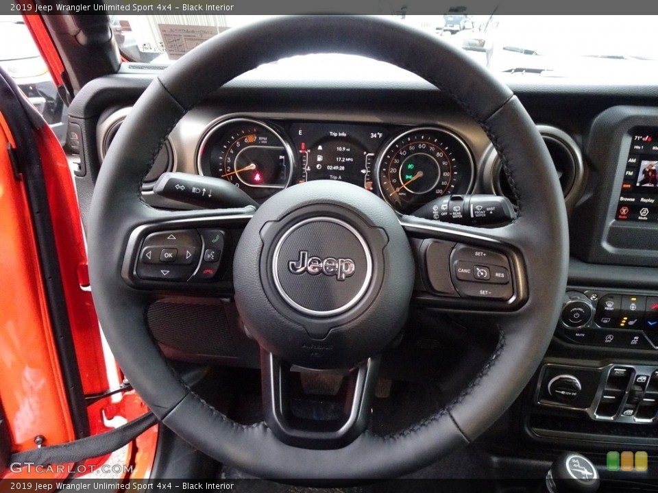 Black Interior Steering Wheel for the 2019 Jeep Wrangler Unlimited Sport 4x4 #130769208