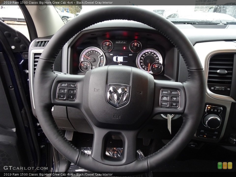 Black/Diesel Gray Interior Steering Wheel for the 2019 Ram 1500 Classic Big Horn Crew Cab 4x4 #130769811