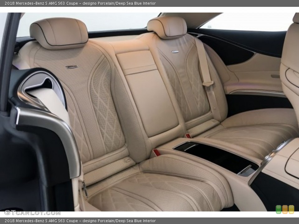 designo Porcelain/Deep Sea Blue Interior Rear Seat for the 2018 Mercedes-Benz S AMG S63 Coupe #130773189