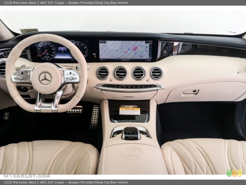 designo Porcelain/Deep Sea Blue Interior Dashboard for the 2018 Mercedes-Benz S AMG S63 Coupe #130773273