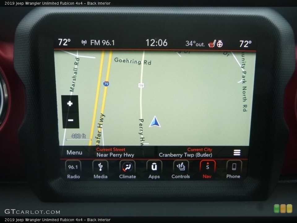 Black Interior Navigation for the 2019 Jeep Wrangler Unlimited Rubicon 4x4 #130791102