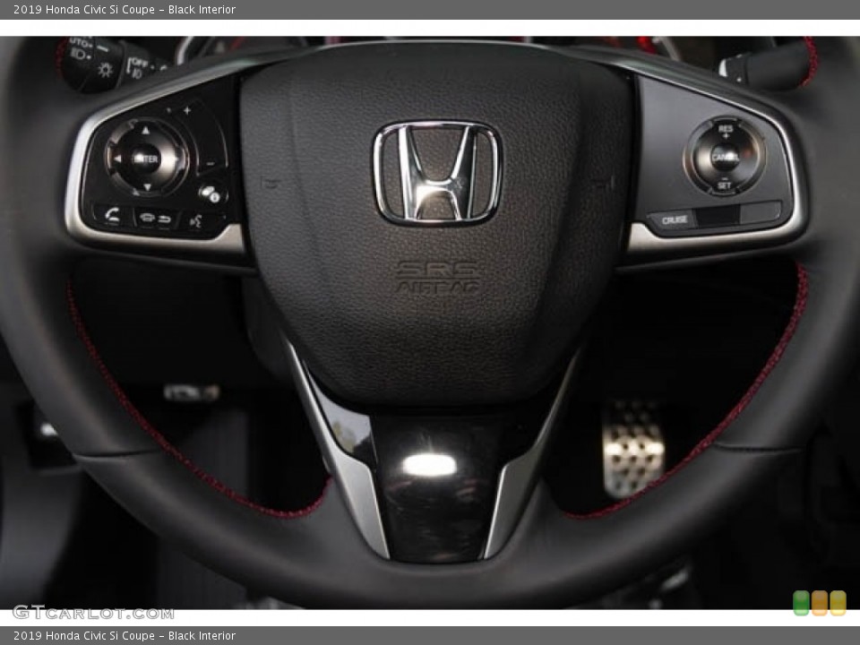 Black Interior Steering Wheel for the 2019 Honda Civic Si Coupe #130835553