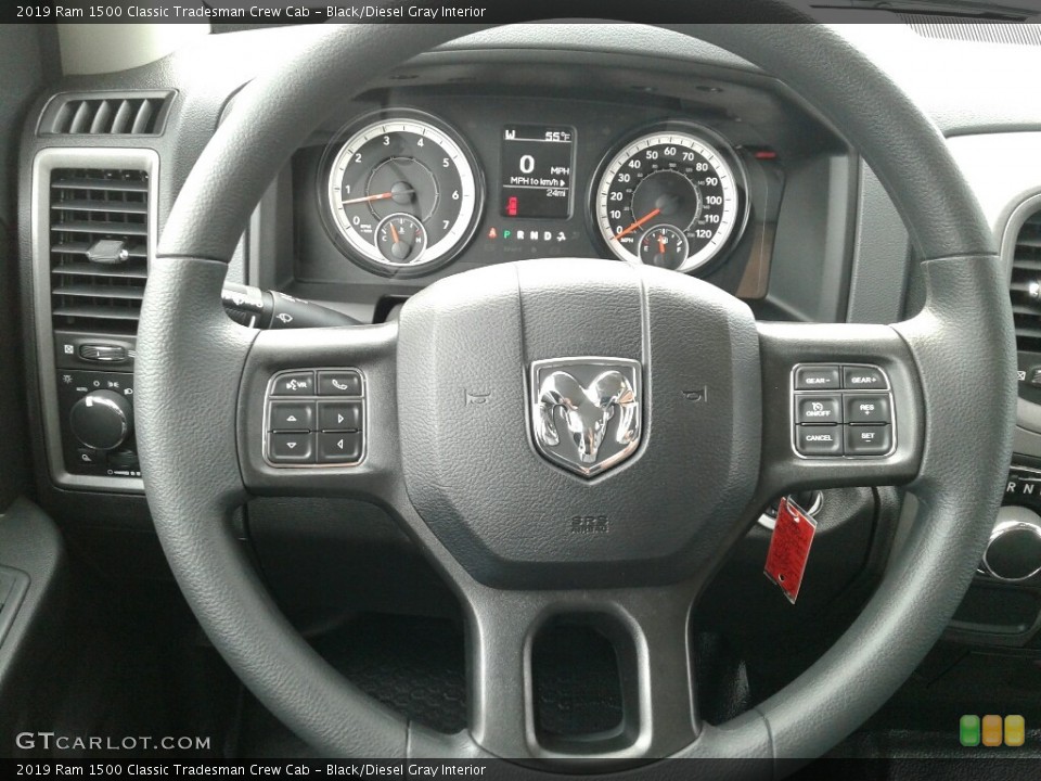Black/Diesel Gray Interior Steering Wheel for the 2019 Ram 1500 Classic Tradesman Crew Cab #130851183