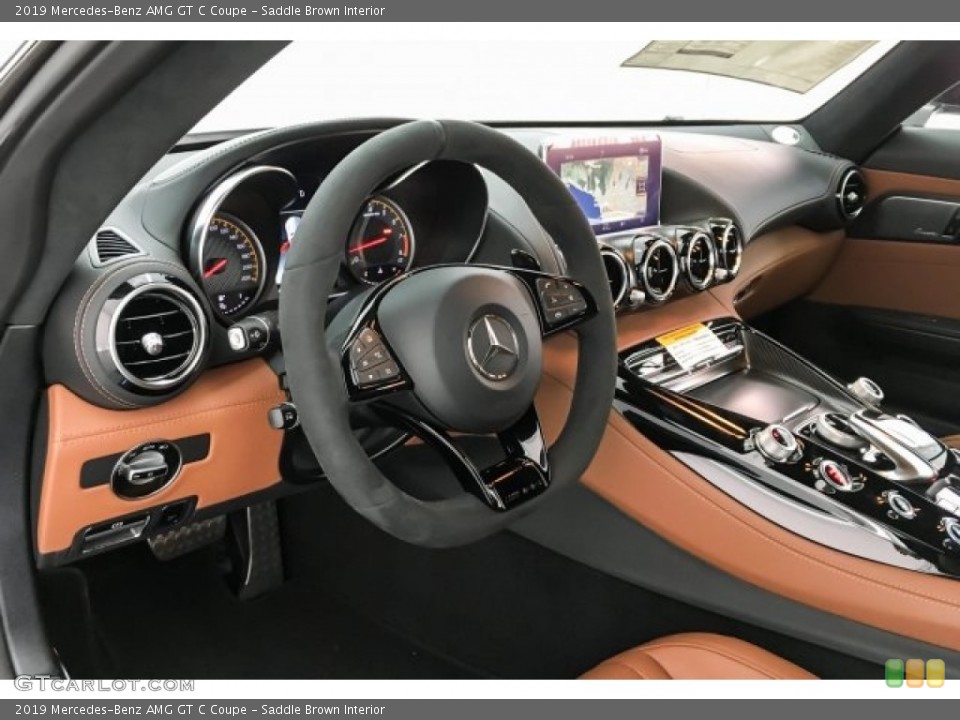 Saddle Brown Interior Dashboard for the 2019 Mercedes-Benz AMG GT C Coupe #130873075