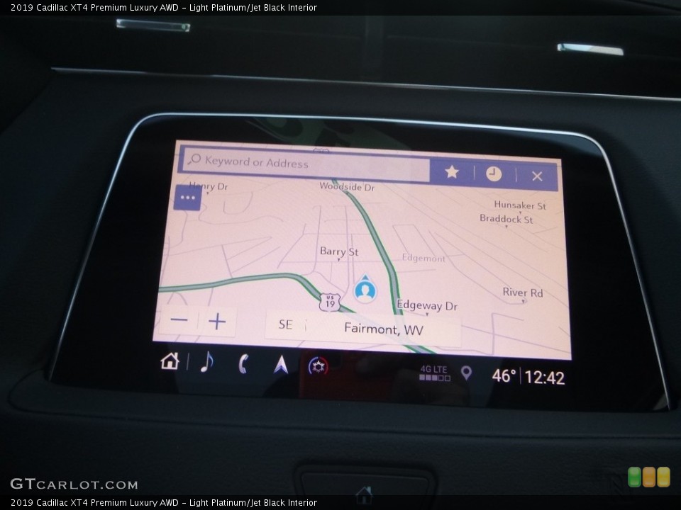 Light Platinum/Jet Black Interior Navigation for the 2019 Cadillac XT4 Premium Luxury AWD #130874556