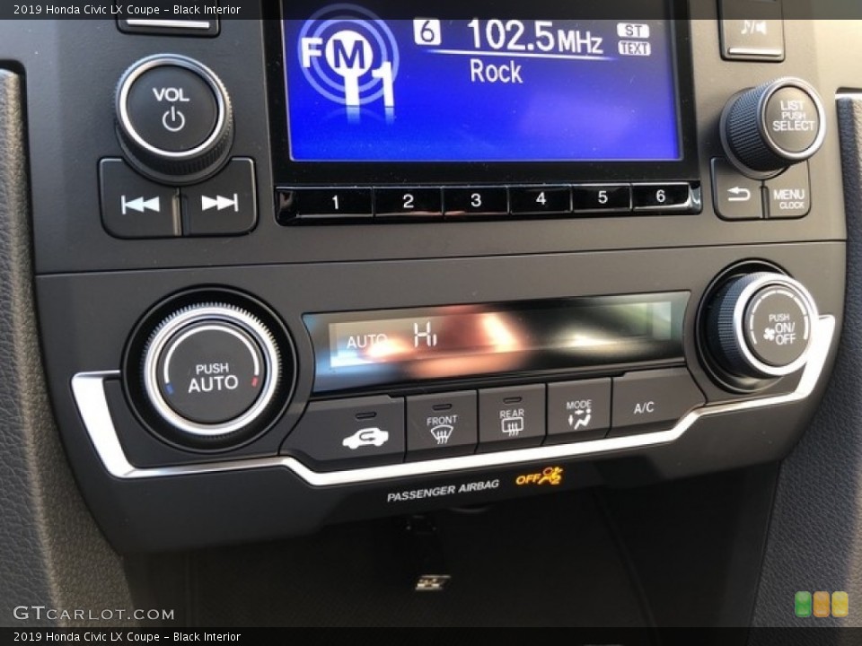 Black Interior Controls for the 2019 Honda Civic LX Coupe #130880250