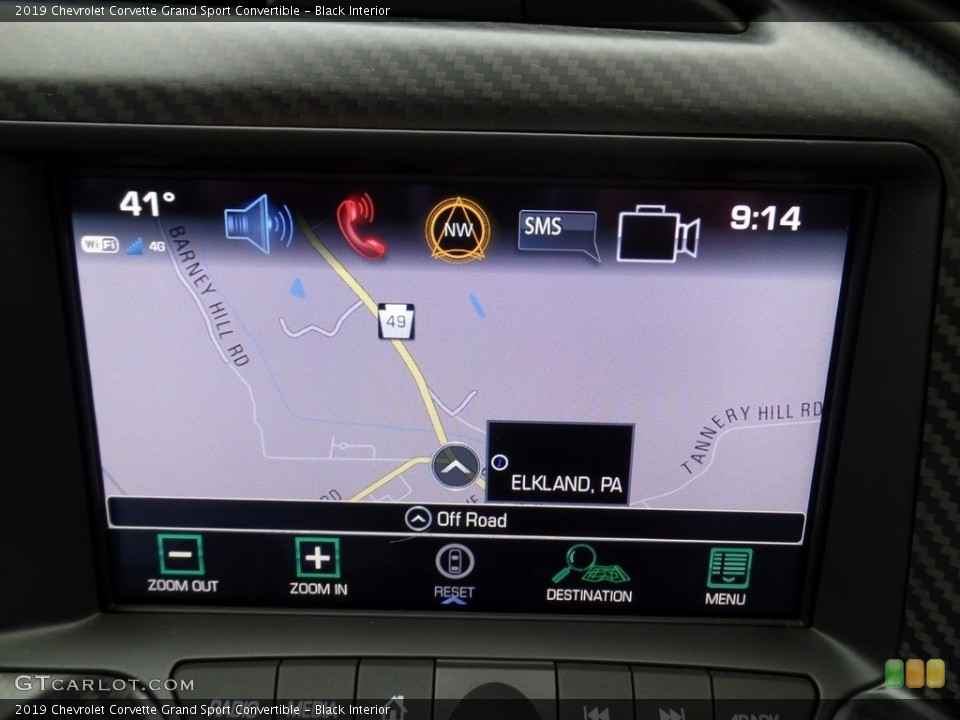 Black Interior Navigation for the 2019 Chevrolet Corvette Grand Sport Convertible #130914388