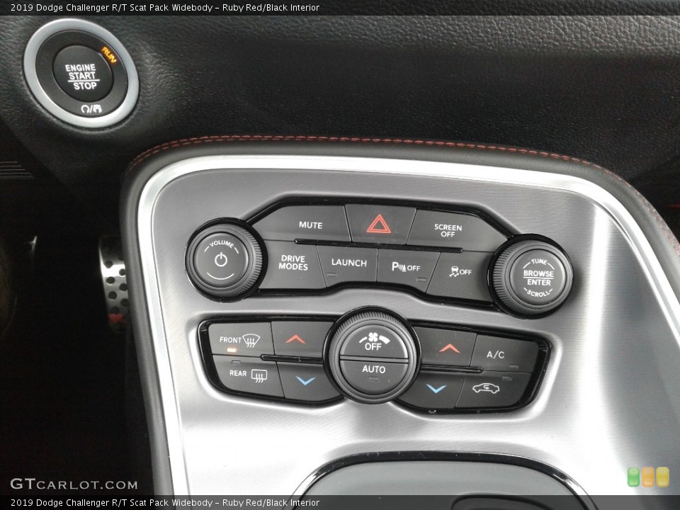 Ruby Red/Black Interior Controls for the 2019 Dodge Challenger R/T Scat Pack Widebody #130914496
