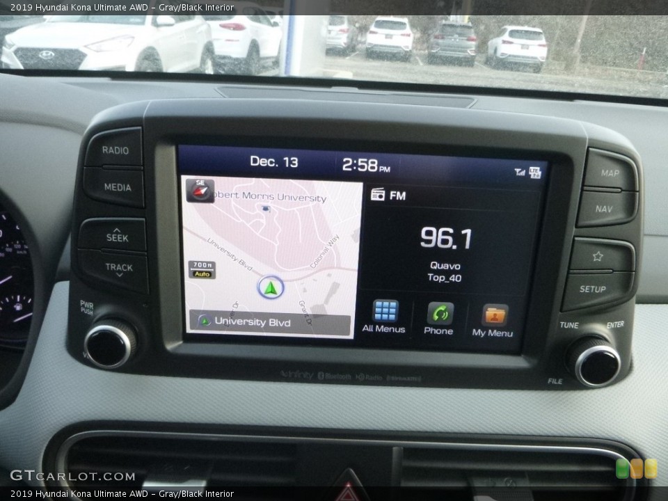 Gray/Black Interior Navigation for the 2019 Hyundai Kona Ultimate AWD #130927399