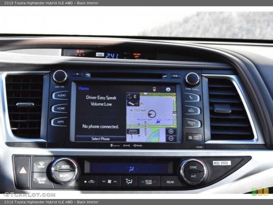 Black Interior Navigation for the 2019 Toyota Highlander Hybrid XLE AWD #130943704