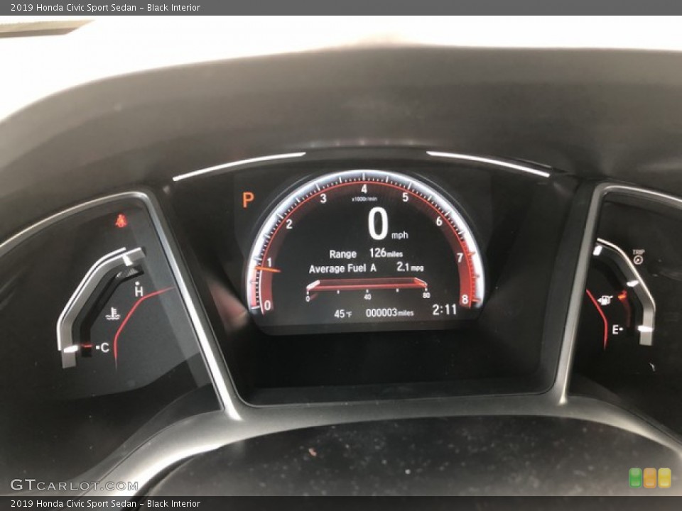 Black Interior Gauges for the 2019 Honda Civic Sport Sedan #130993217