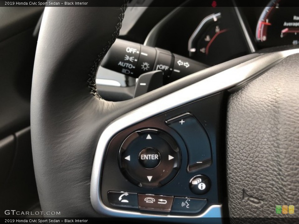 Black Interior Steering Wheel for the 2019 Honda Civic Sport Sedan #130993235