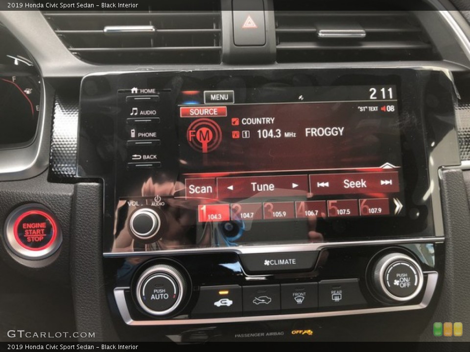 Black Interior Controls for the 2019 Honda Civic Sport Sedan #130993274