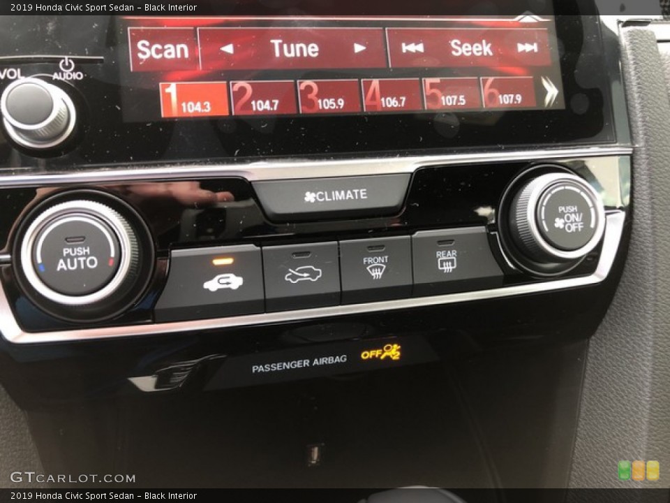 Black Interior Controls for the 2019 Honda Civic Sport Sedan #130993316