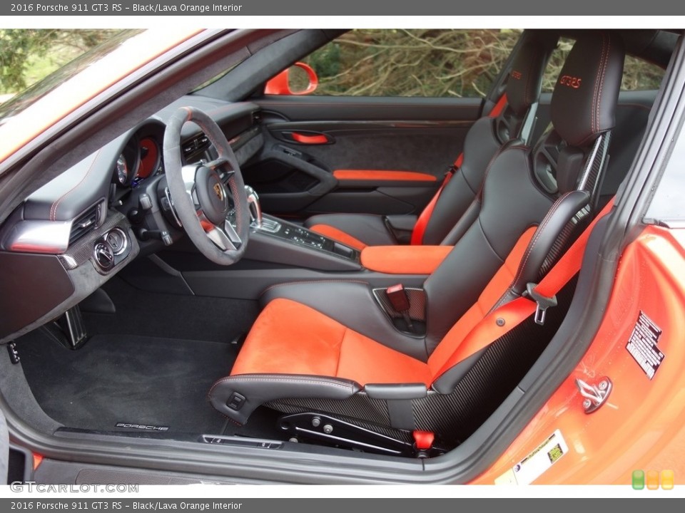 Black/Lava Orange Interior Front Seat for the 2016 Porsche 911 GT3 RS #131022126
