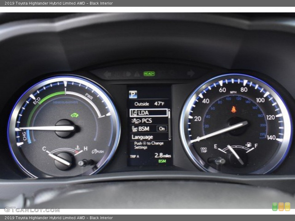 Black Interior Gauges for the 2019 Toyota Highlander Hybrid Limited AWD #131062181