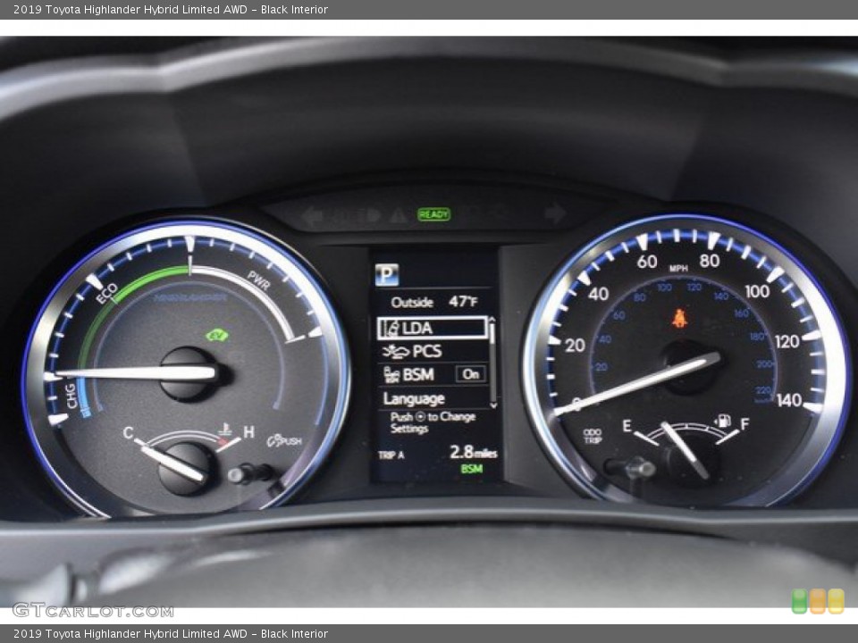 Black Interior Gauges for the 2019 Toyota Highlander Hybrid Limited AWD #131062181