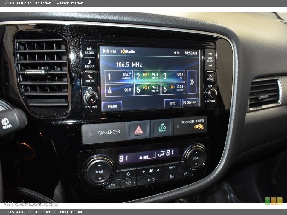 Black Interior Controls for the 2018 Mitsubishi Outlander ES #131142035