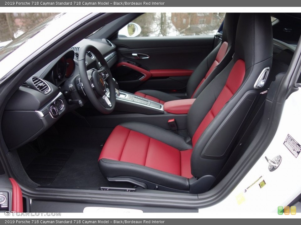 Black/Bordeaux Red Interior Front Seat for the 2019 Porsche 718 Cayman  #131142746