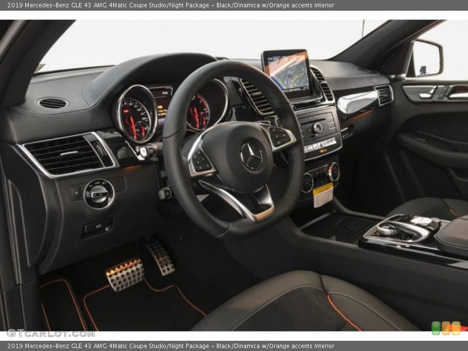 Black/Dinamica w/Orange accents Interior Front Seat for the 2019 Mercedes-Benz GLE 43 AMG 4Matic Coupe Studio/Night Package #131143570