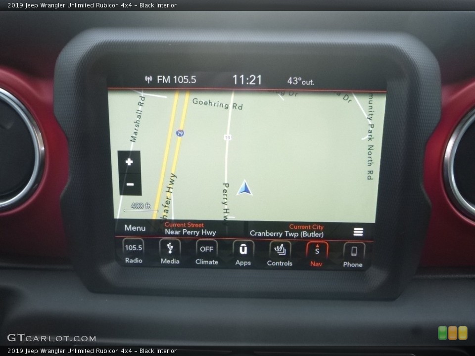 Black Interior Navigation for the 2019 Jeep Wrangler Unlimited Rubicon 4x4 #131150764