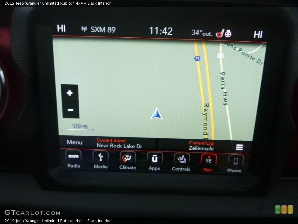 Black Interior Navigation for the 2019 Jeep Wrangler Unlimited Rubicon 4x4 #131213873