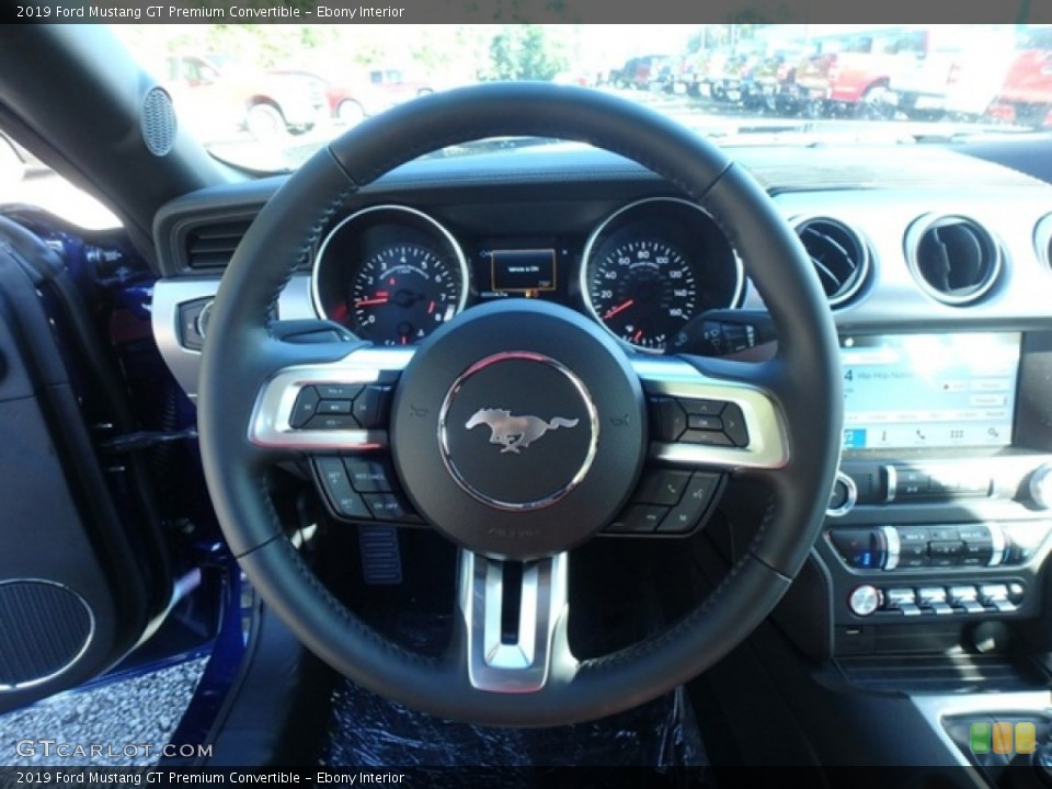 Ebony Interior Steering Wheel for the 2019 Ford Mustang GT Premium Convertible #131342069