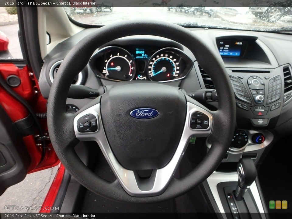 Charcoal Black Interior Steering Wheel for the 2019 Ford Fiesta SE Sedan #131348006