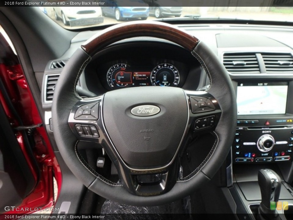 Ebony Black Interior Steering Wheel for the 2018 Ford Explorer Platinum 4WD #131358755
