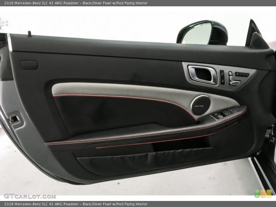 Black/Silver Pearl w/Red Piping Interior Door Panel for the 2018 Mercedes-Benz SLC 43 AMG Roadster #131380301