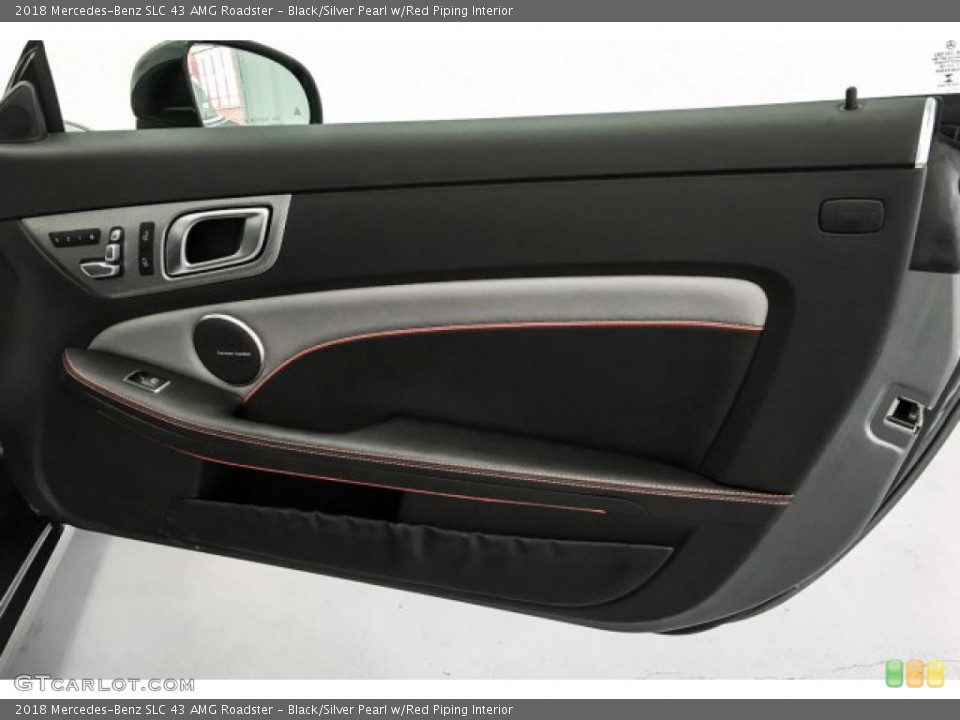 Black/Silver Pearl w/Red Piping Interior Door Panel for the 2018 Mercedes-Benz SLC 43 AMG Roadster #131380429