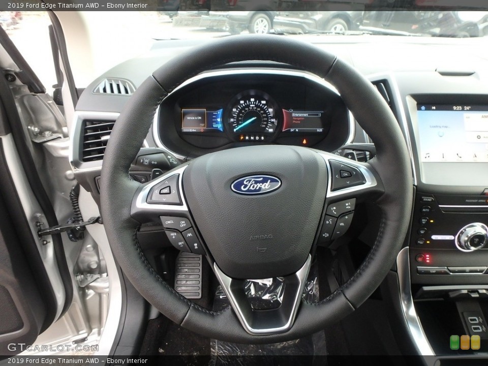 Ebony Interior Steering Wheel for the 2019 Ford Edge Titanium AWD #131393904