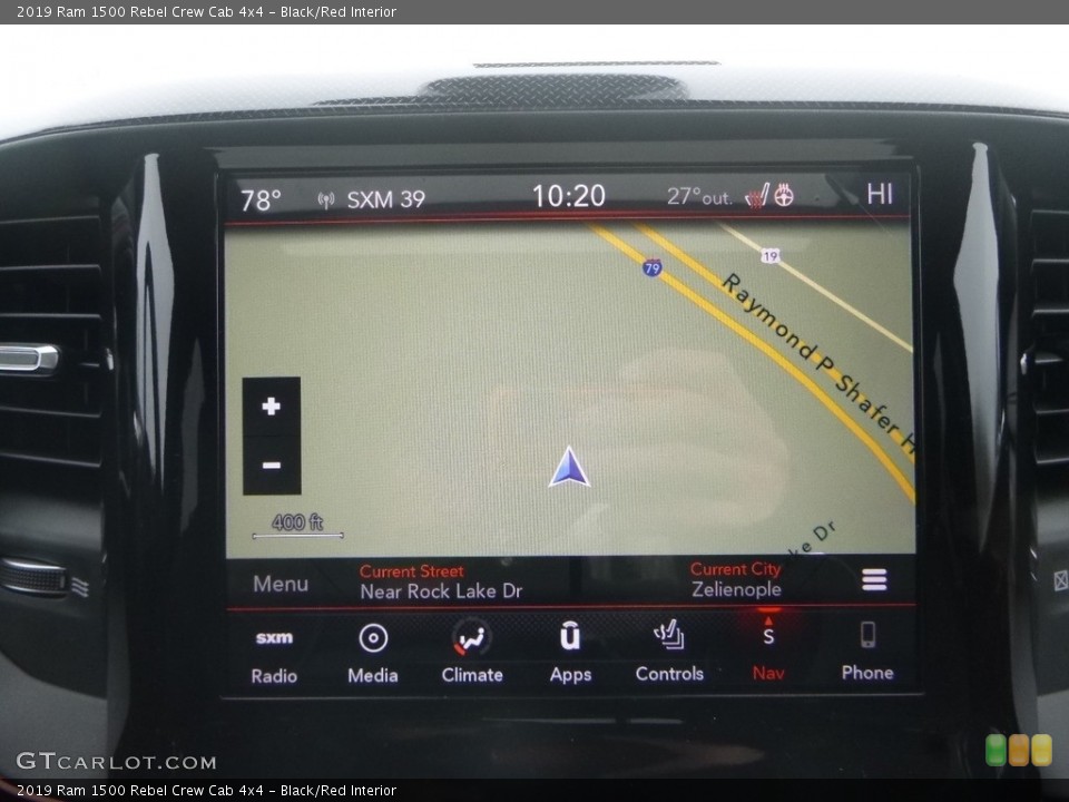 Black/Red Interior Navigation for the 2019 Ram 1500 Rebel Crew Cab 4x4 #131490118