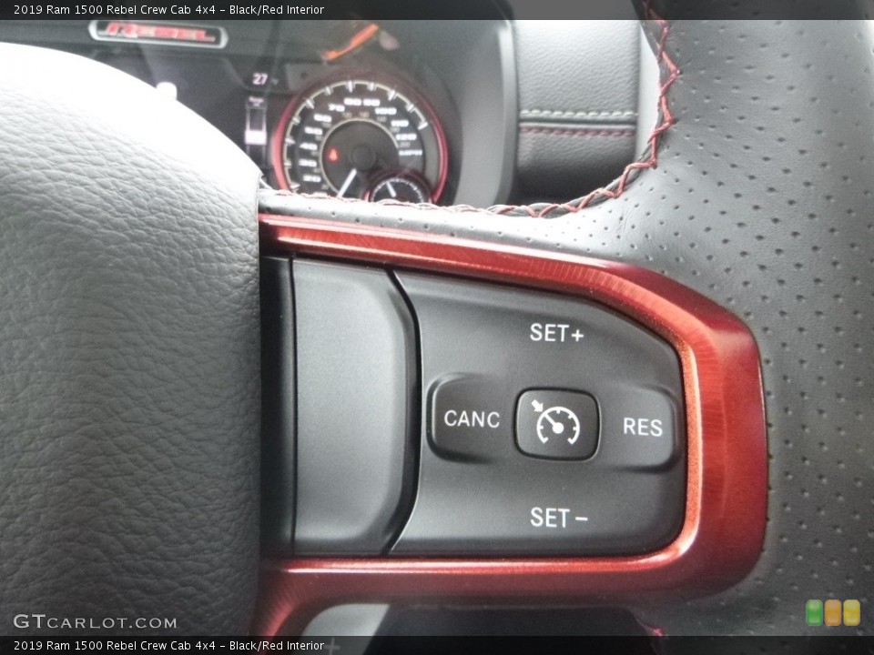Black/Red Interior Steering Wheel for the 2019 Ram 1500 Rebel Crew Cab 4x4 #131490159