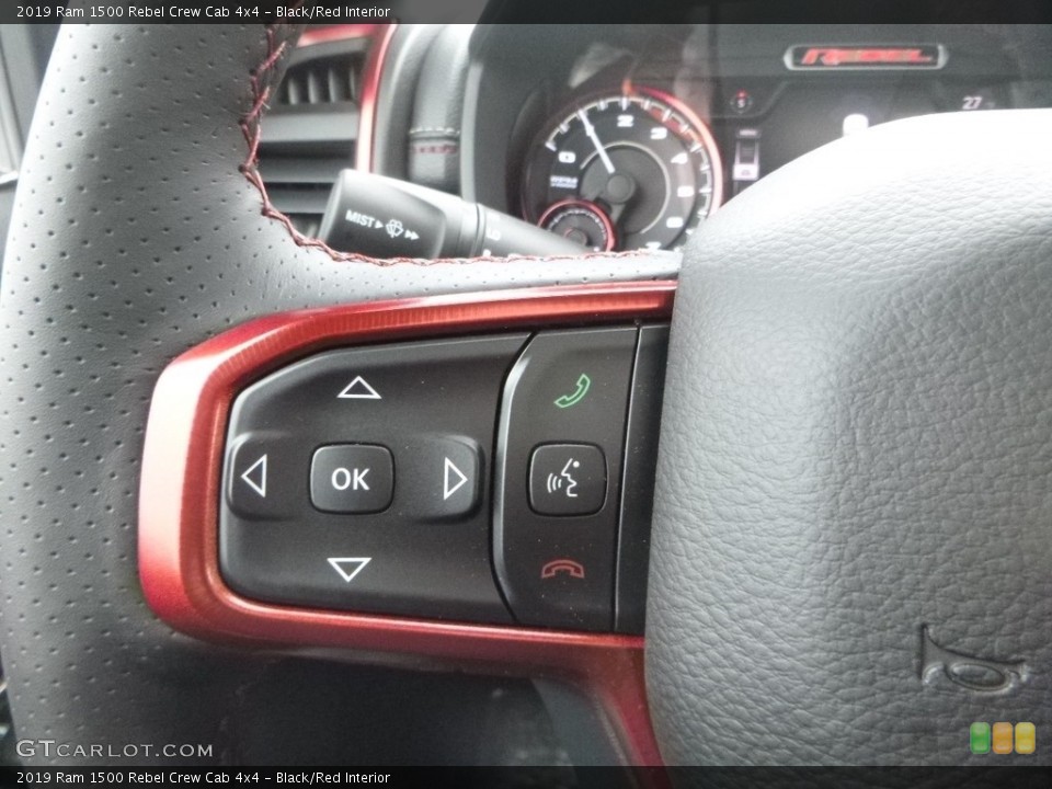 Black/Red Interior Steering Wheel for the 2019 Ram 1500 Rebel Crew Cab 4x4 #131490175