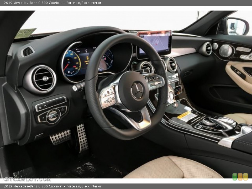 Porcelain/Black Interior Dashboard for the 2019 Mercedes-Benz C 300 Cabriolet #131628382