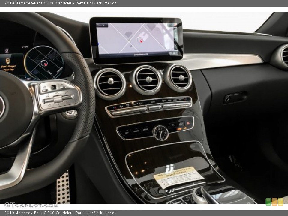 Porcelain/Black Interior Controls for the 2019 Mercedes-Benz C 300 Cabriolet #131628391