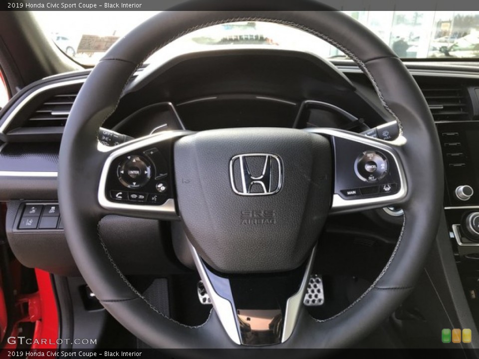 Black Interior Steering Wheel for the 2019 Honda Civic Sport Coupe #131646574