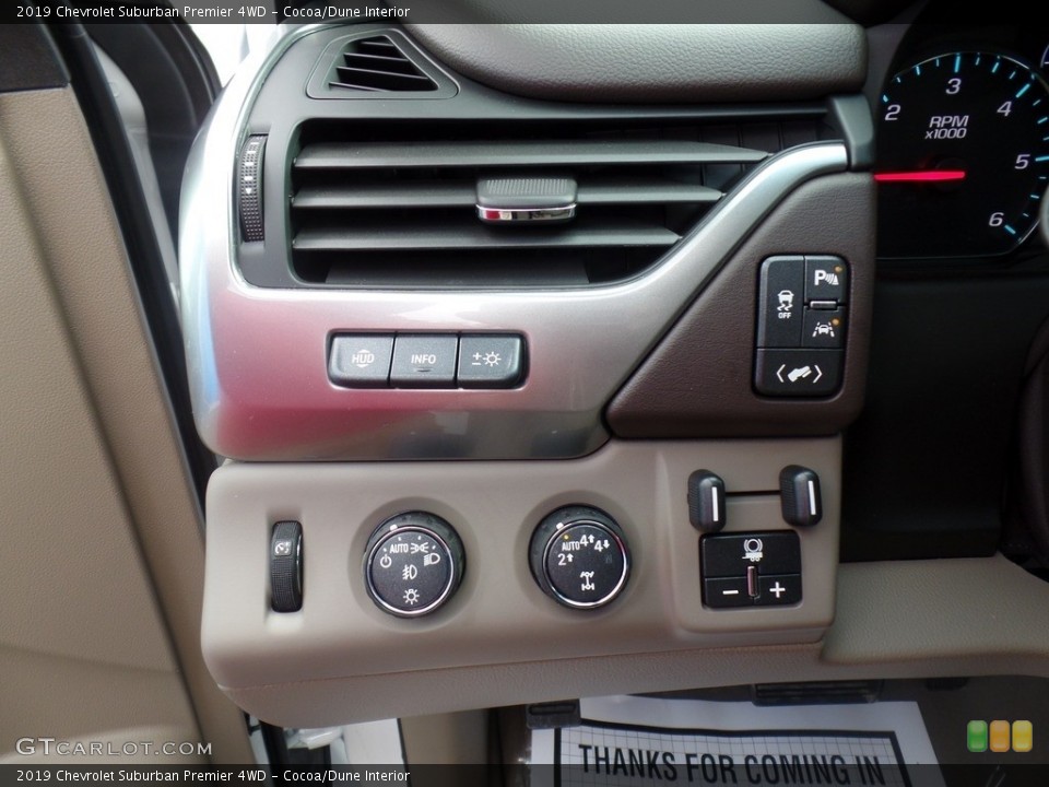 Cocoa/Dune Interior Controls for the 2019 Chevrolet Suburban Premier 4WD #131800409
