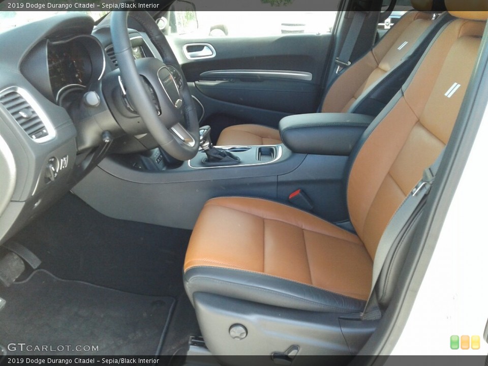 Sepia/Black Interior Front Seat for the 2019 Dodge Durango Citadel #131914770
