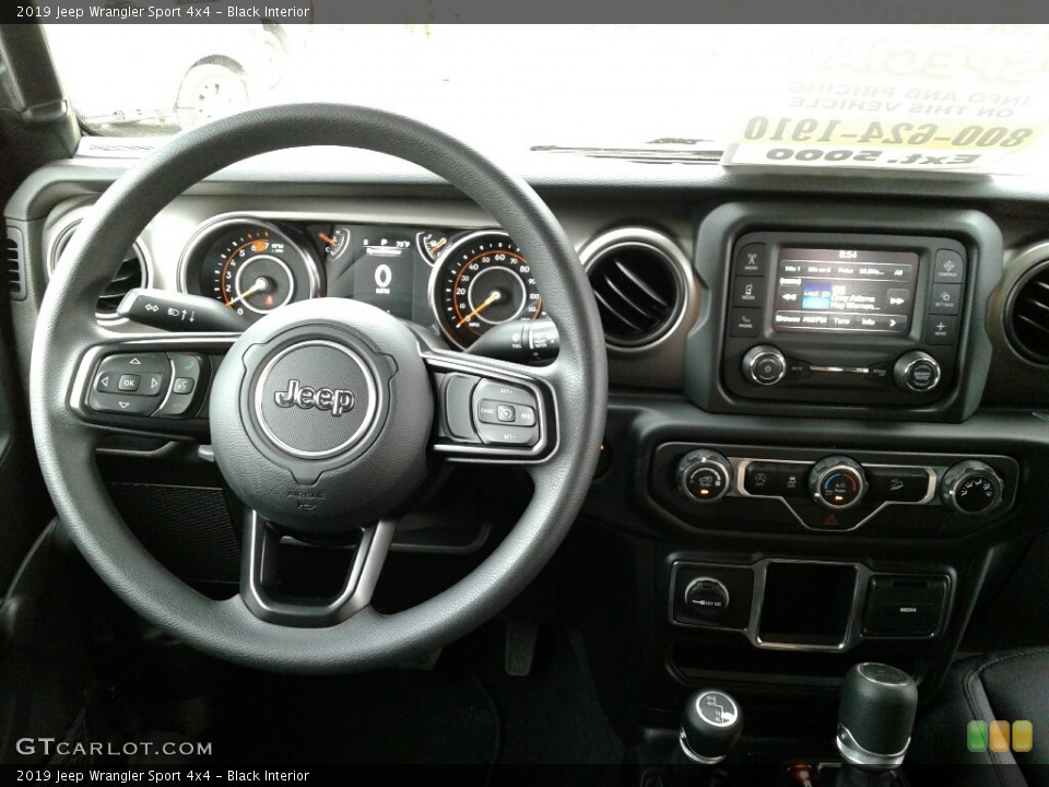Black Interior Dashboard for the 2019 Jeep Wrangler Sport 4x4 #131920101