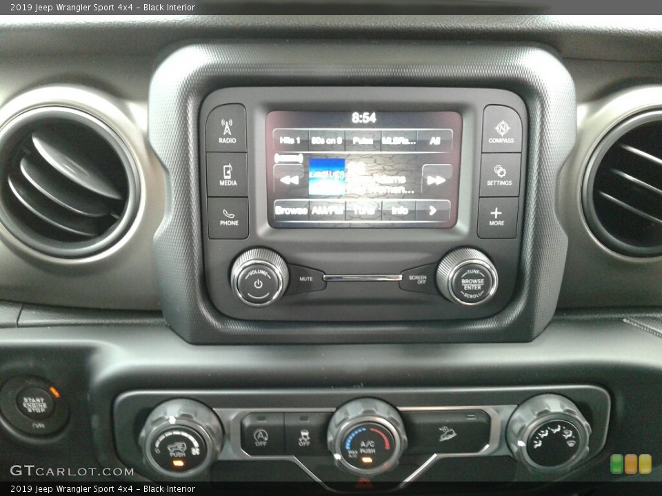 Black Interior Controls for the 2019 Jeep Wrangler Sport 4x4 #131920158