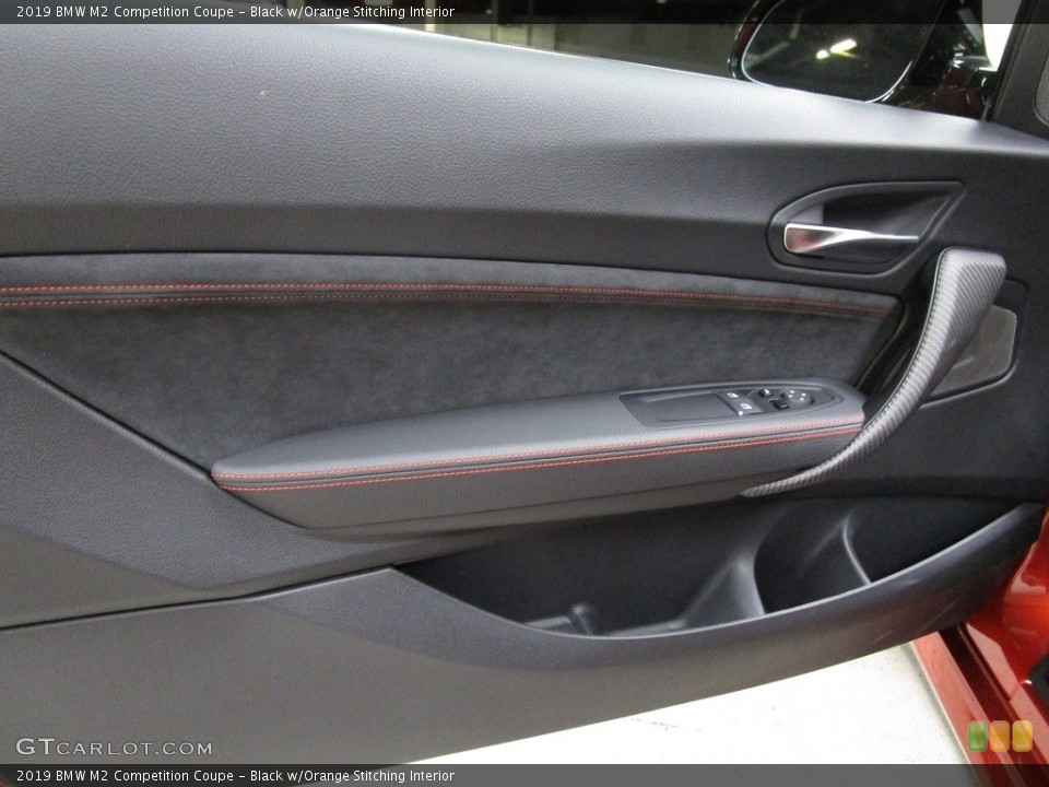 Black w/Orange Stitching Interior Door Panel for the 2019 BMW M2 Competition Coupe #132027595
