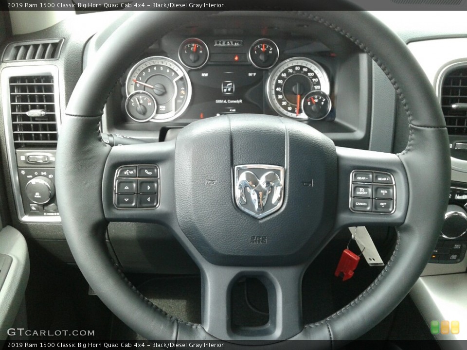 Black/Diesel Gray Interior Steering Wheel for the 2019 Ram 1500 Classic Big Horn Quad Cab 4x4 #132110941