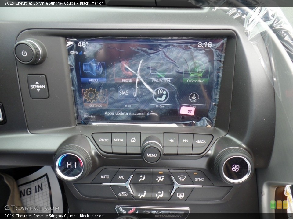 Black Interior Controls for the 2019 Chevrolet Corvette Stingray Coupe #132351743